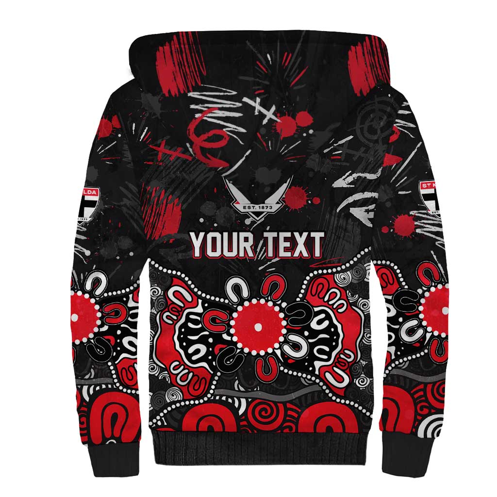 Personalized St Kilda Saints Sherpa Hoodie Aboriginal Dot Painting Graffiti Style