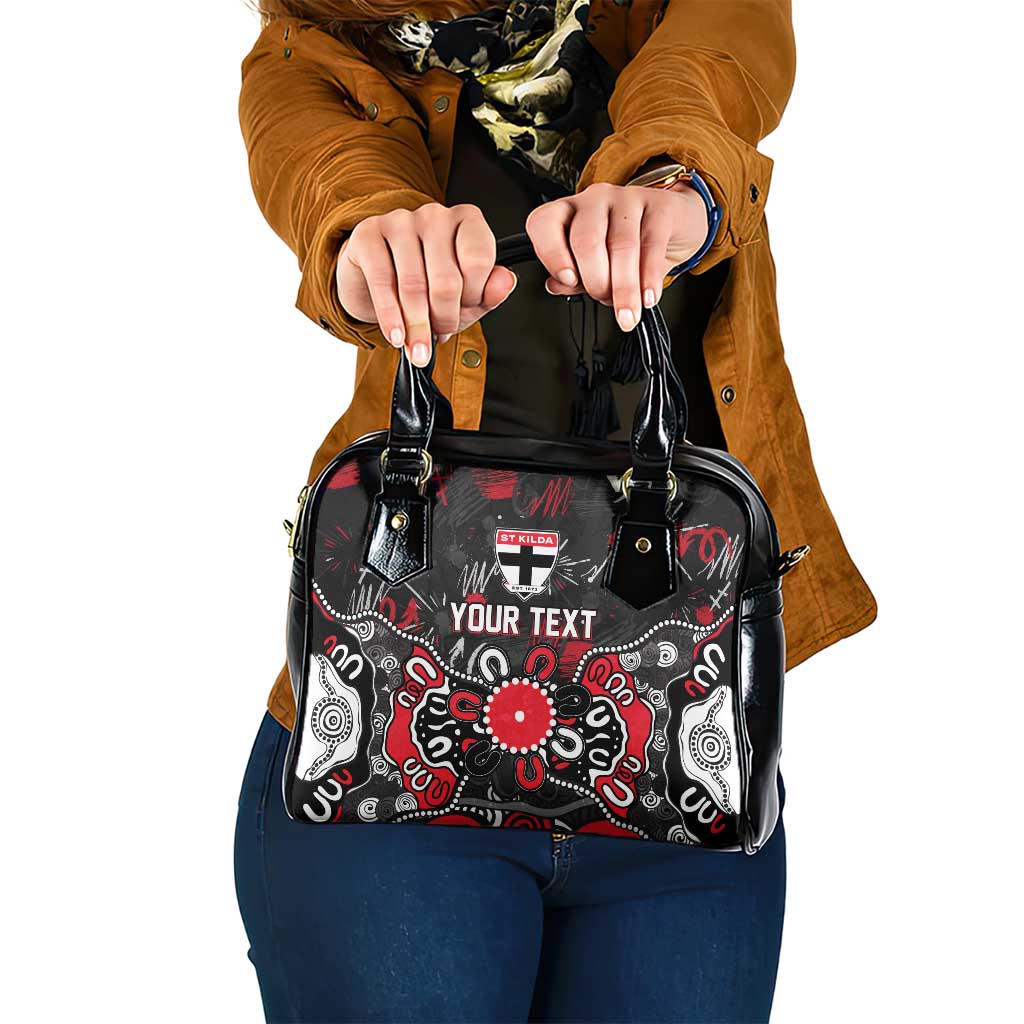 Personalized St Kilda Saints Shoulder Handbag Aboriginal Dot Painting Graffiti Style