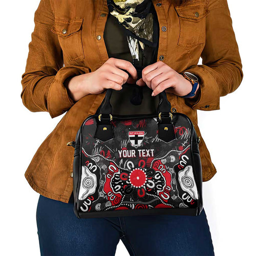 Personalized St Kilda Saints Shoulder Handbag Aboriginal Dot Painting Graffiti Style