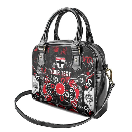 Personalized St Kilda Saints Shoulder Handbag Aboriginal Dot Painting Graffiti Style