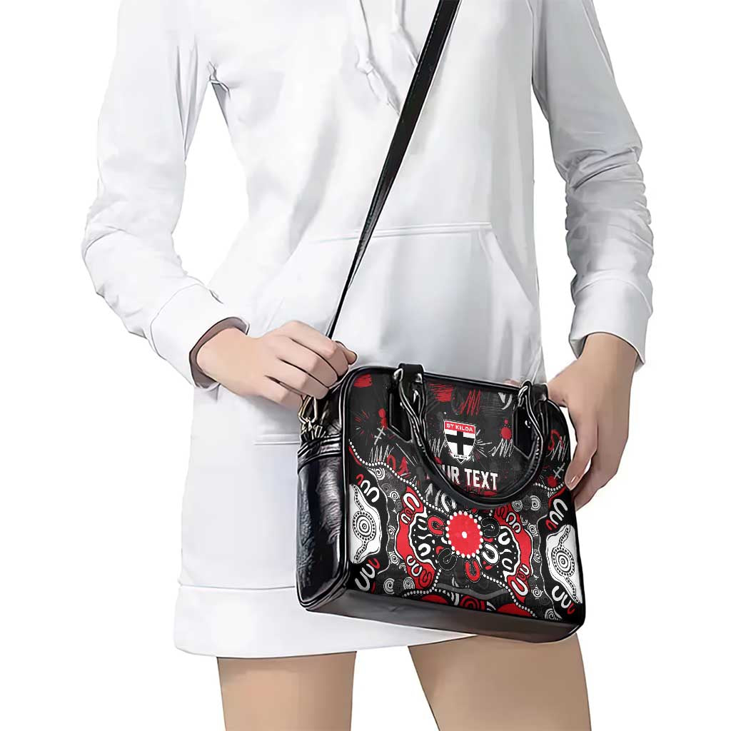 Personalized St Kilda Saints Shoulder Handbag Aboriginal Dot Painting Graffiti Style