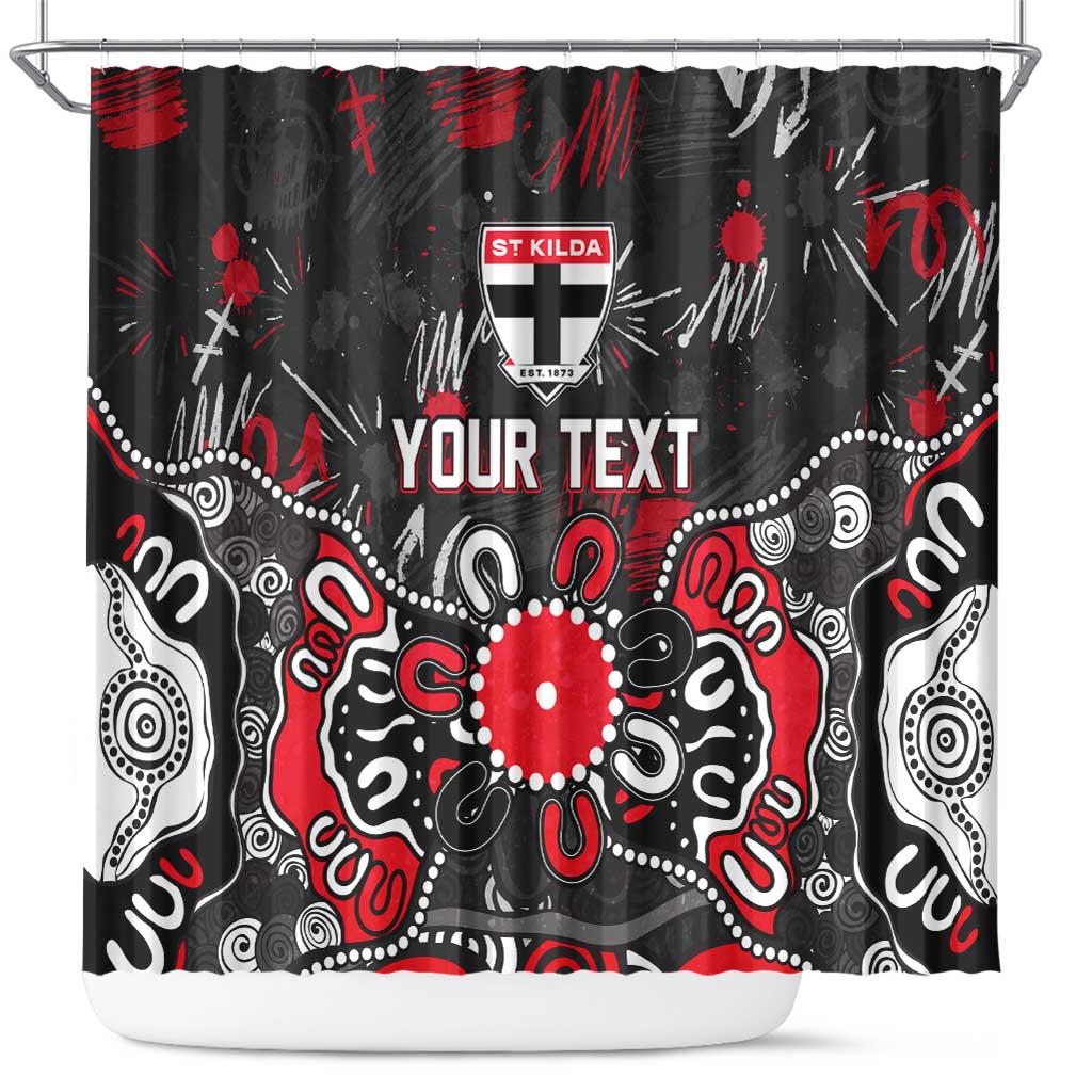 Personalized St Kilda Saints Shower Curtain Aboriginal Dot Painting Graffiti Style