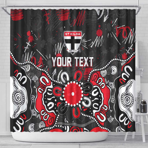 Personalized St Kilda Saints Shower Curtain Aboriginal Dot Painting Graffiti Style