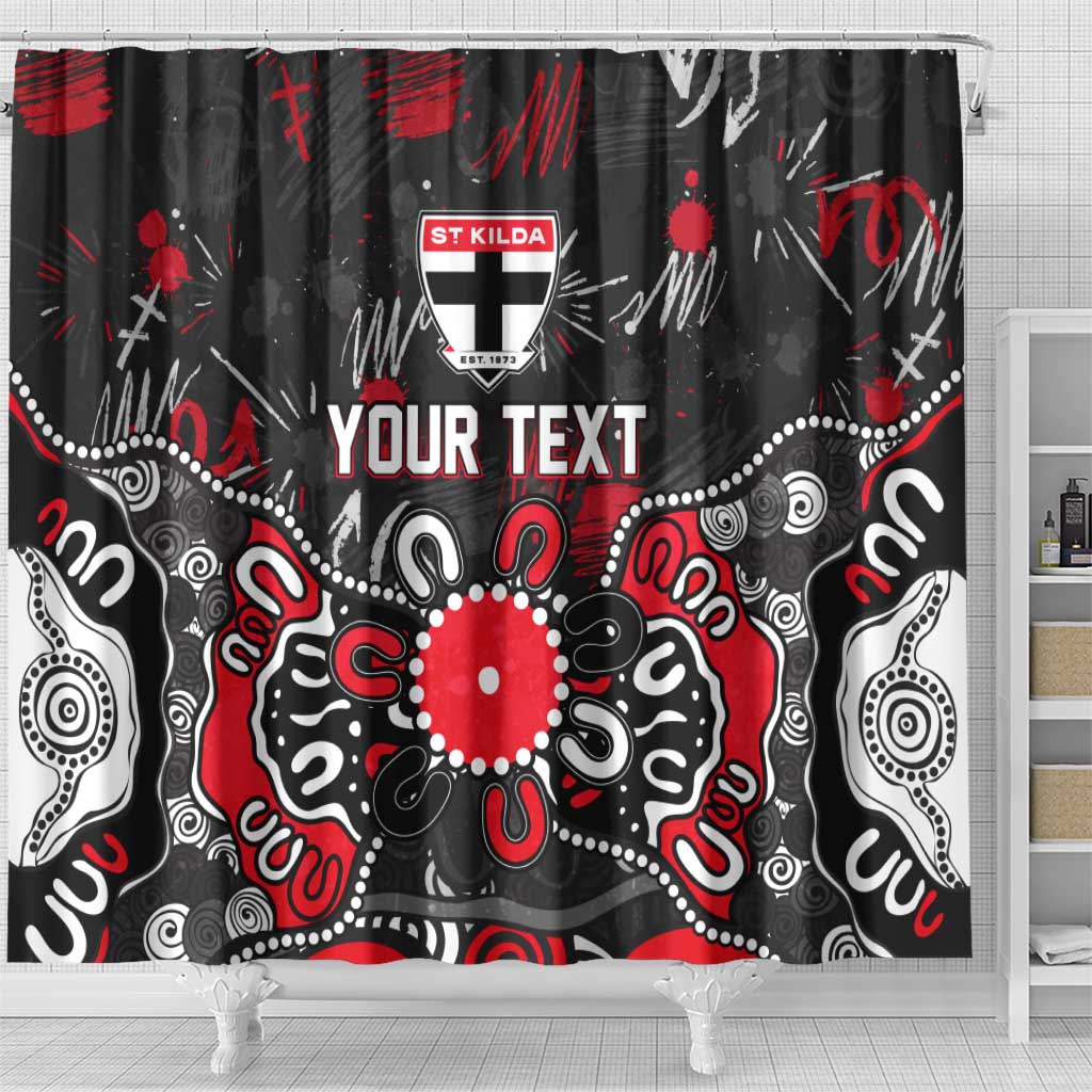 Personalized St Kilda Saints Shower Curtain Aboriginal Dot Painting Graffiti Style