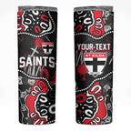 Personalized St Kilda Saints Skinny Tumbler Aboriginal Dot Painting Graffiti Style