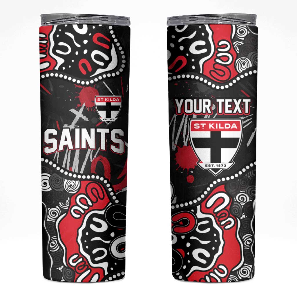 Personalized St Kilda Saints Skinny Tumbler Aboriginal Dot Painting Graffiti Style