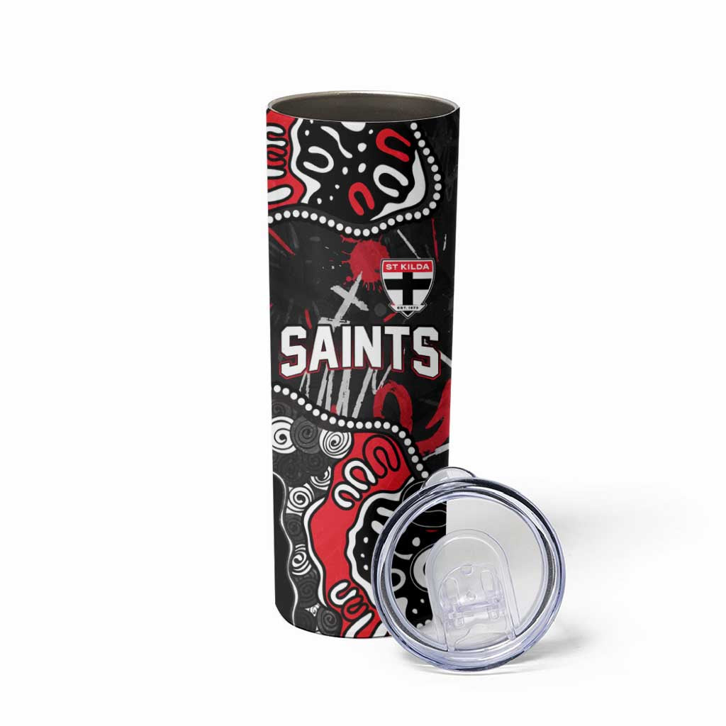 Personalized St Kilda Saints Skinny Tumbler Aboriginal Dot Painting Graffiti Style