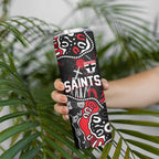 Personalized St Kilda Saints Skinny Tumbler Aboriginal Dot Painting Graffiti Style