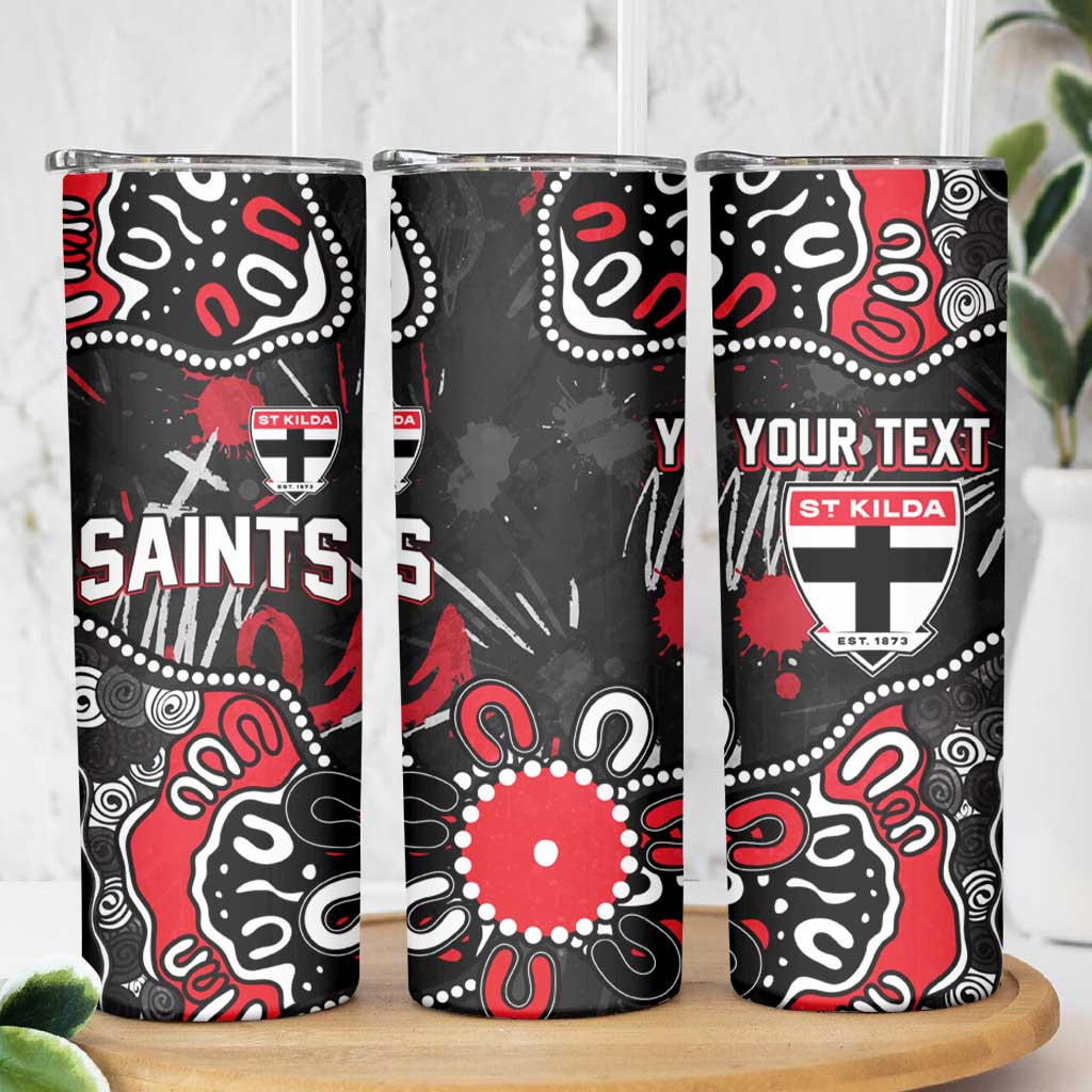 Personalized St Kilda Saints Skinny Tumbler Aboriginal Dot Painting Graffiti Style