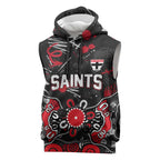 Personalized St Kilda Saints Sleeveless Hoodie Aboriginal Dot Painting Graffiti Style