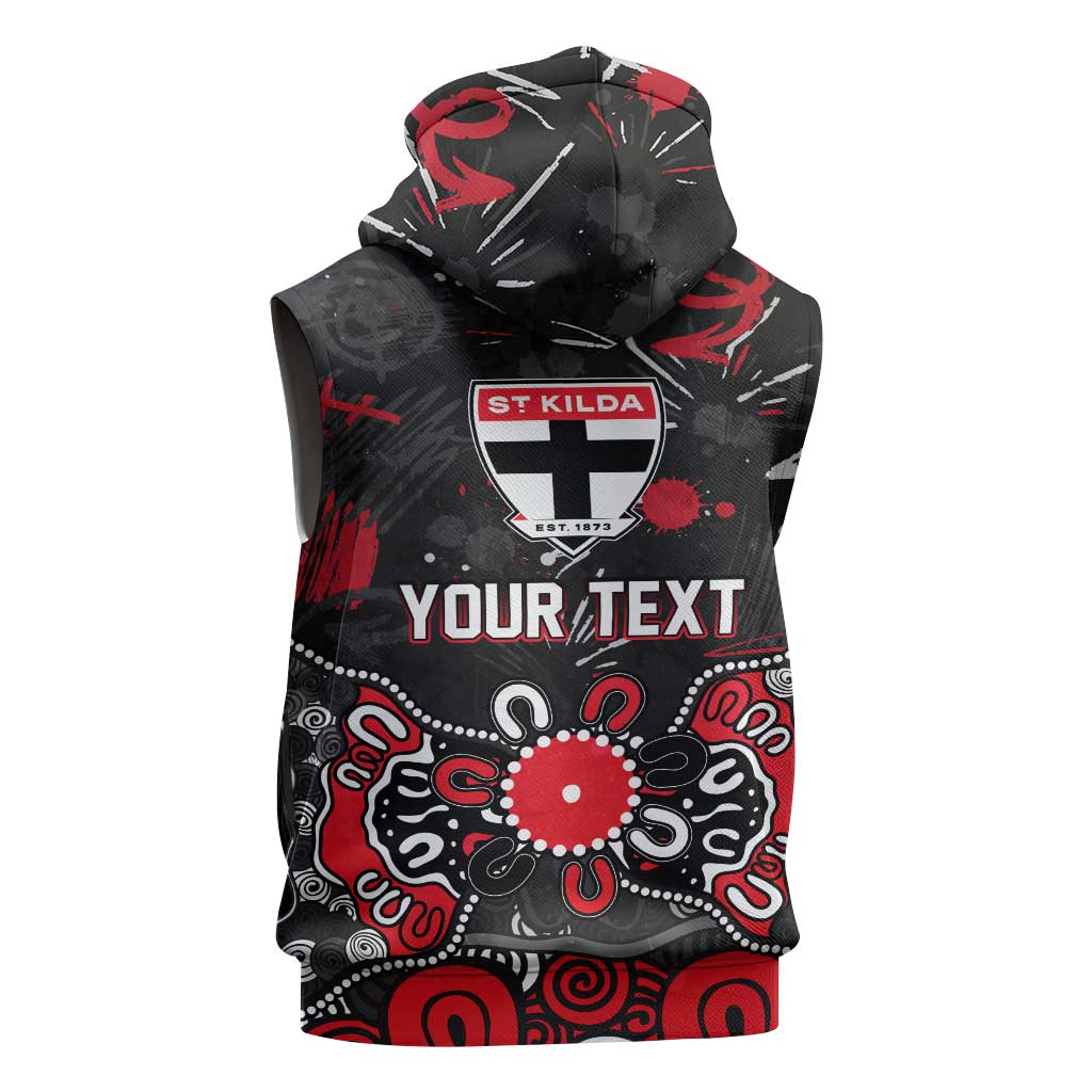 Personalized St Kilda Saints Sleeveless Hoodie Aboriginal Dot Painting Graffiti Style