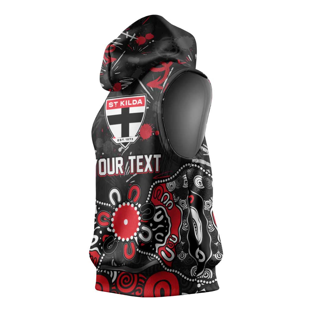 Personalized St Kilda Saints Sleeveless Hoodie Aboriginal Dot Painting Graffiti Style