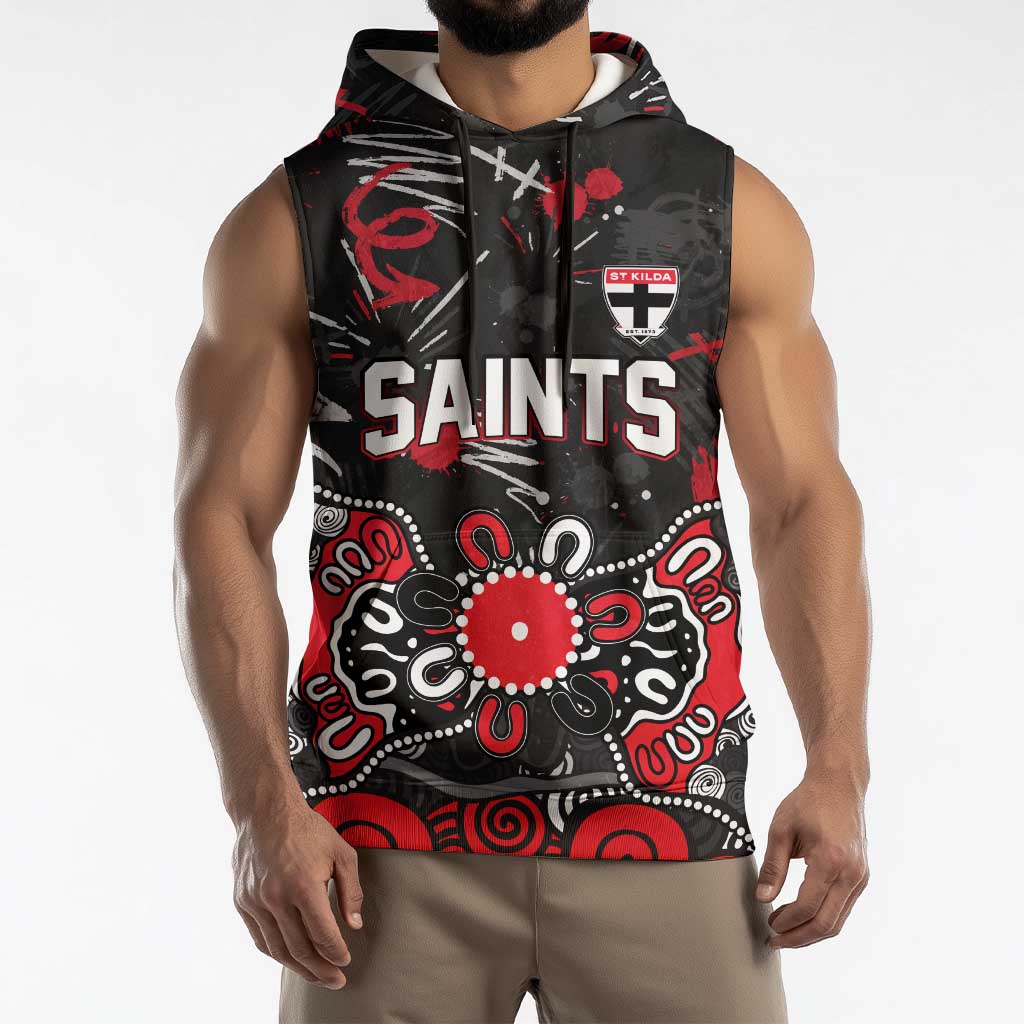 Personalized St Kilda Saints Sleeveless Hoodie Aboriginal Dot Painting Graffiti Style
