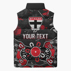 Personalized St Kilda Saints Sleeveless Puffer Jacket Aboriginal Dot Painting Graffiti Style