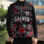 Personalized St Kilda Saints Sleeveless Puffer Jacket Aboriginal Dot Painting Graffiti Style