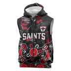 Personalized St Kilda Saints Sleeveless Zip Hoodie Aboriginal Dot Painting Graffiti Style
