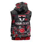 Personalized St Kilda Saints Sleeveless Zip Hoodie Aboriginal Dot Painting Graffiti Style