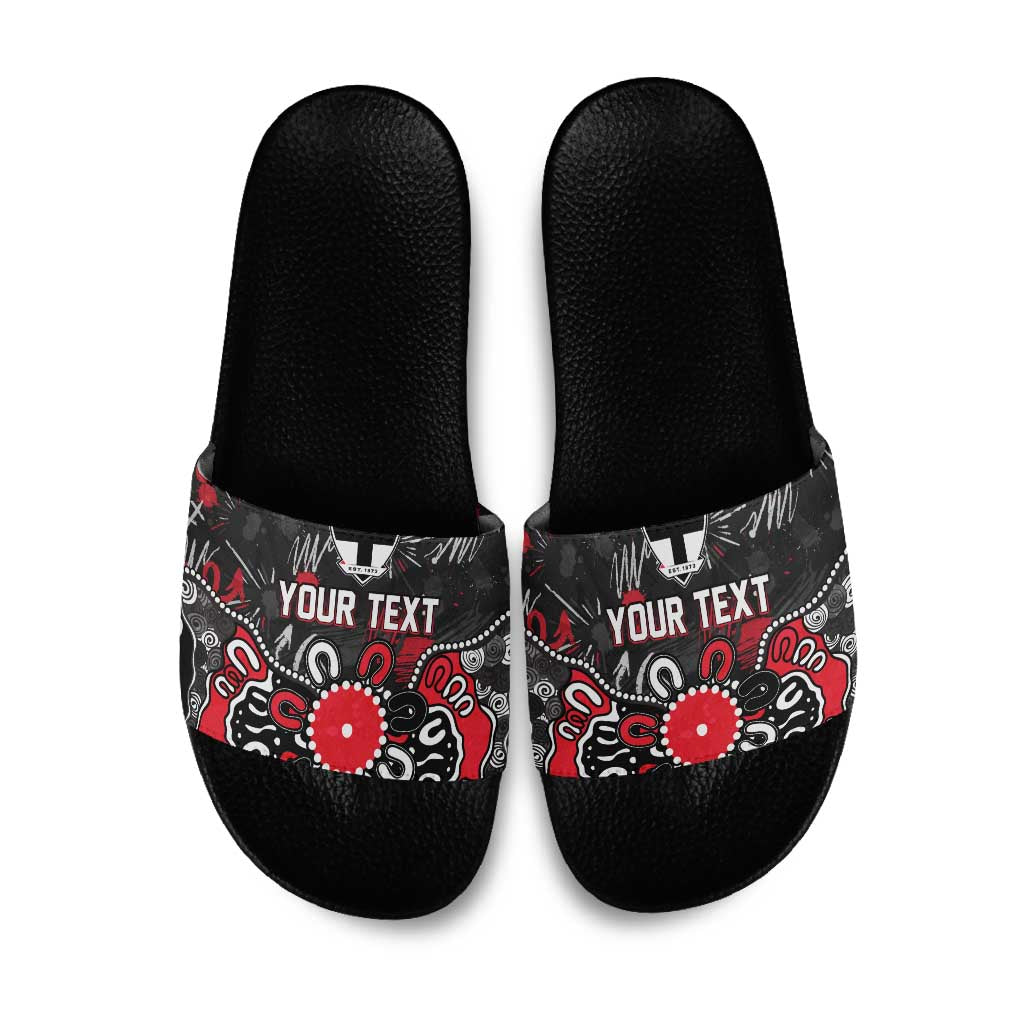 Personalized St Kilda Saints Slide Sandals Aboriginal Dot Painting Graffiti Style
