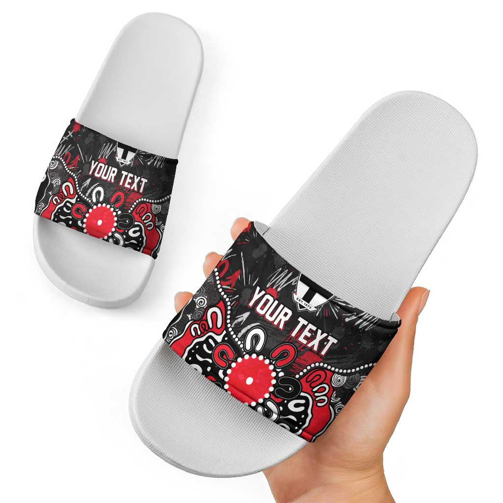 Personalized St Kilda Saints Slide Sandals Aboriginal Dot Painting Graffiti Style