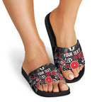 Personalized St Kilda Saints Slide Sandals Aboriginal Dot Painting Graffiti Style