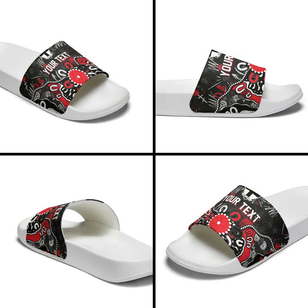 Personalized St Kilda Saints Slide Sandals Aboriginal Dot Painting Graffiti Style