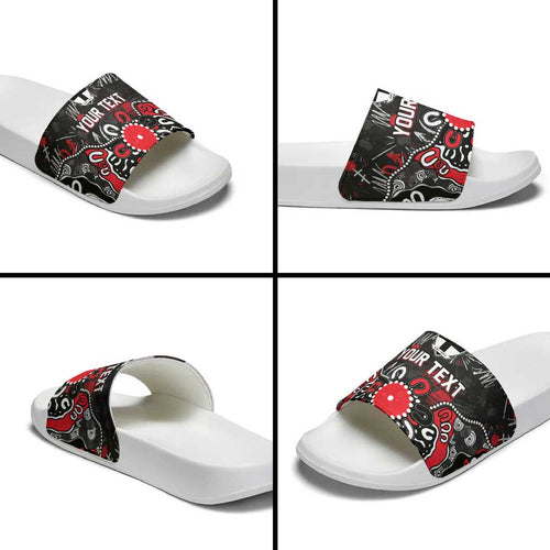 Personalized St Kilda Saints Slide Sandals Aboriginal Dot Painting Graffiti Style