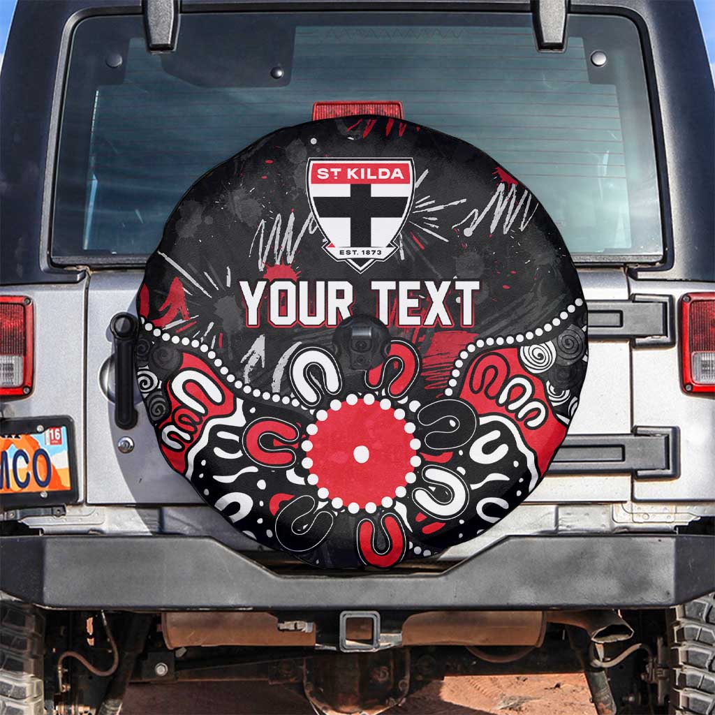 Personalized St Kilda Saints Spare Tire Cover Aboriginal Dot Painting Graffiti Style