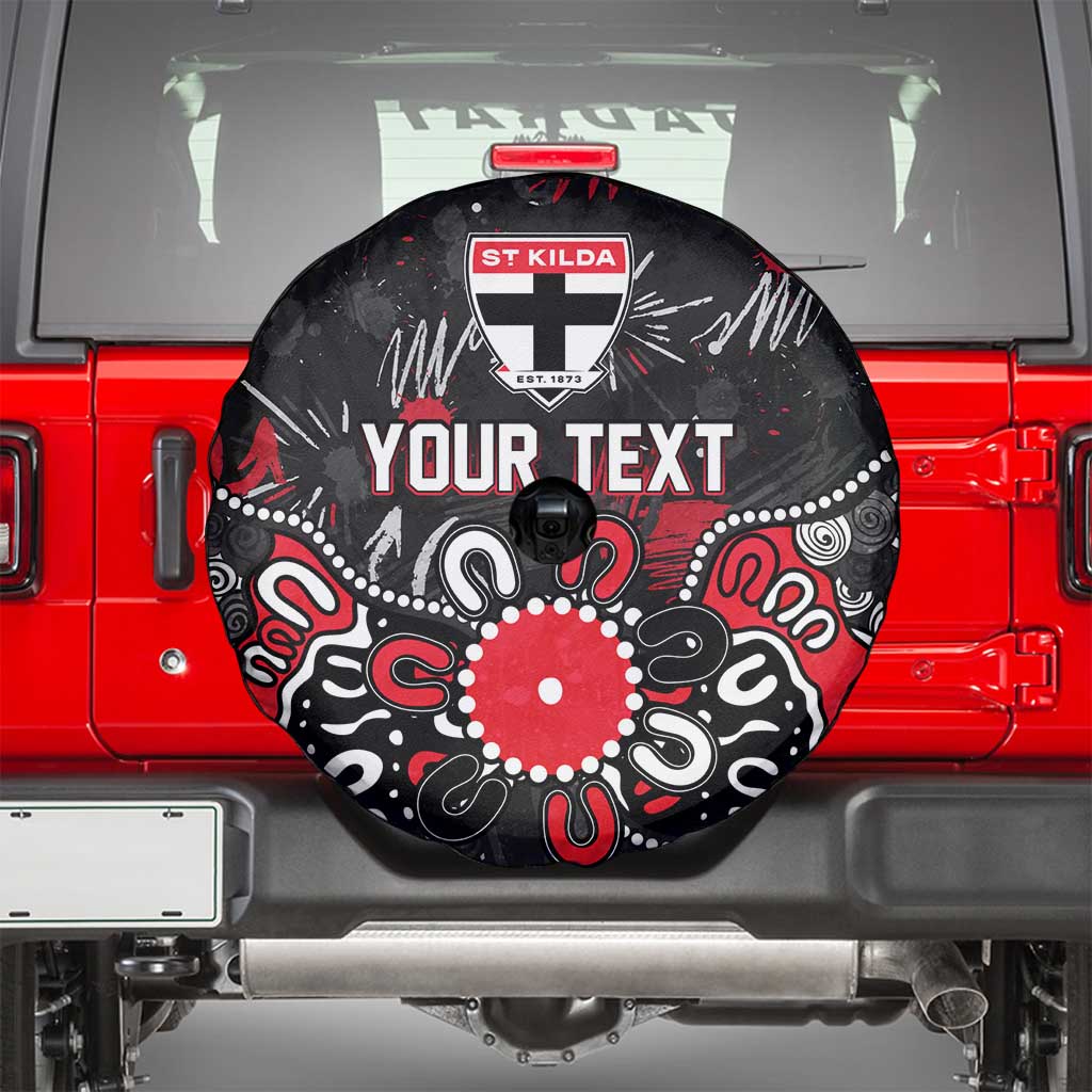 Personalized St Kilda Saints Spare Tire Cover Aboriginal Dot Painting Graffiti Style