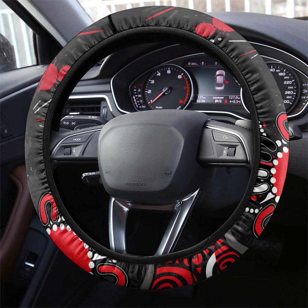 St Kilda Saints Steering Wheel Cover Aboriginal Dot Painting Graffiti Style