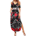 Personalized St Kilda Saints Summer Maxi Dress Aboriginal Dot Painting Graffiti Style