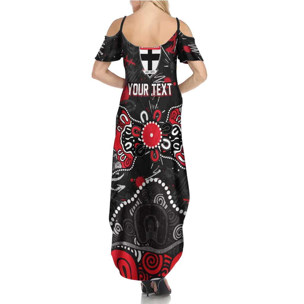 Personalized St Kilda Saints Summer Maxi Dress Aboriginal Dot Painting Graffiti Style