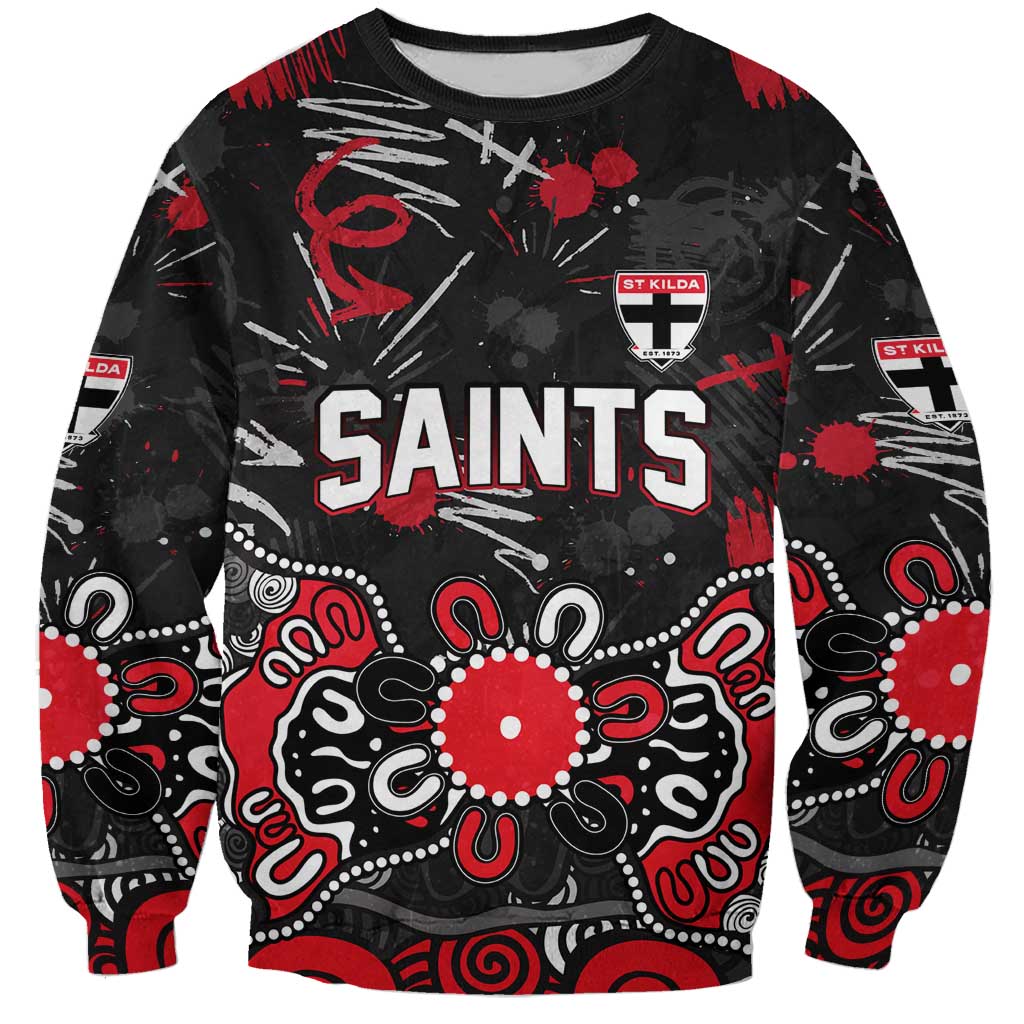 Personalized St Kilda Saints Sweatshirt Aboriginal Dot Painting Graffiti Style