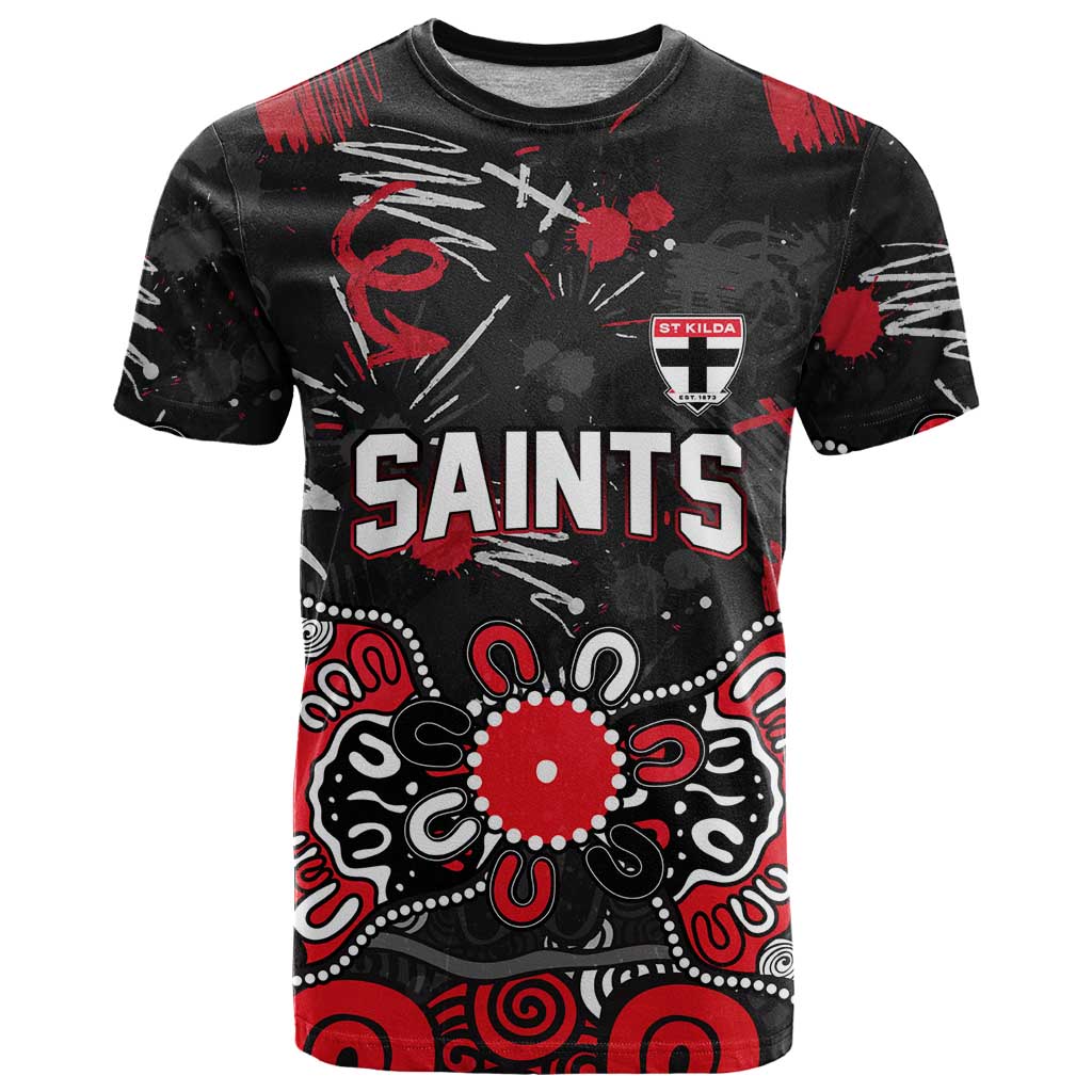 Personalized St Kilda Saints T Shirt Aboriginal Dot Painting Graffiti Style