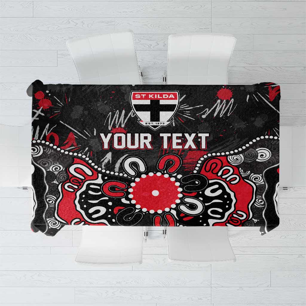 Personalized St Kilda Saints Tablecloth Aboriginal Dot Painting Graffiti Style