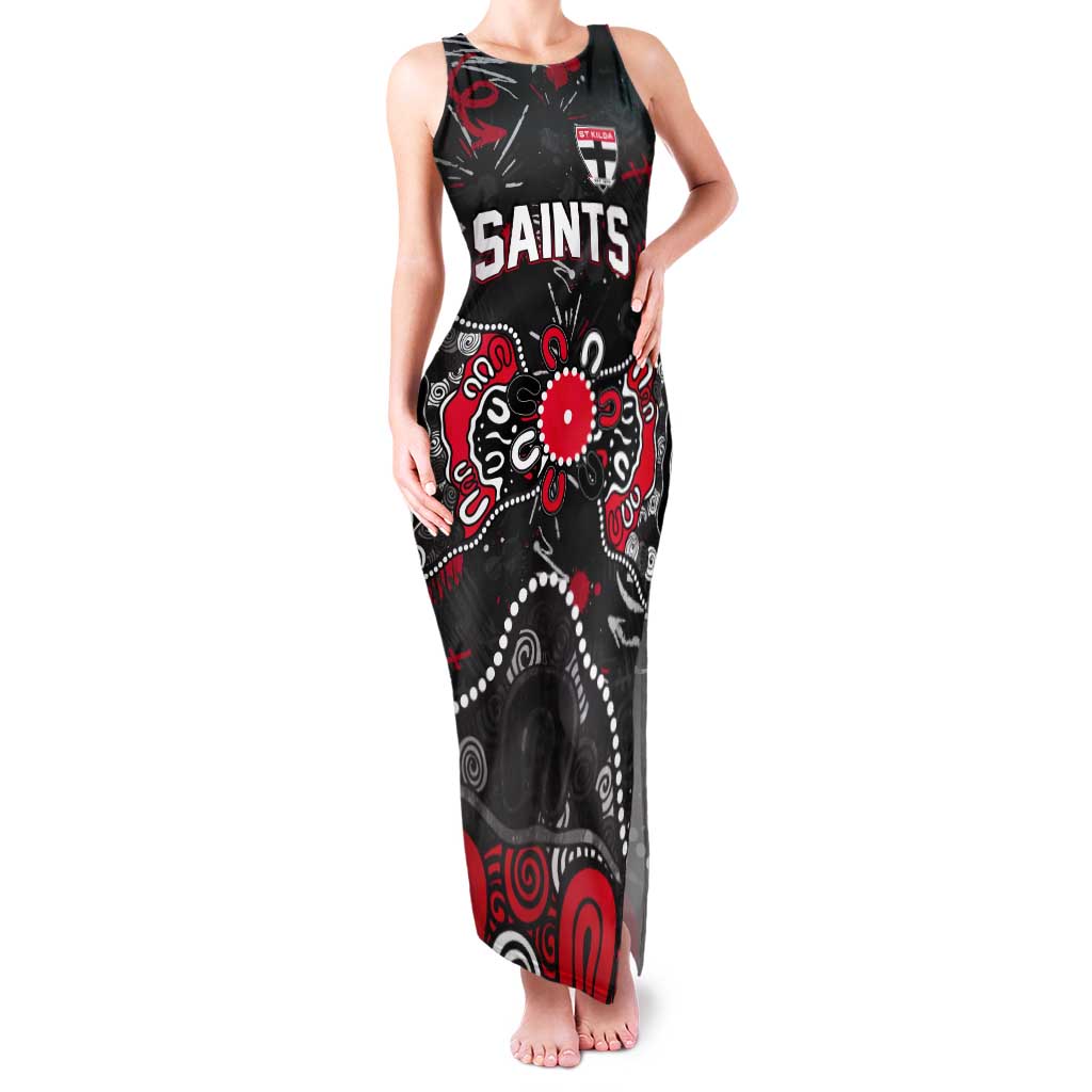 Personalized St Kilda Saints Tank Maxi Dress Aboriginal Dot Painting Graffiti Style