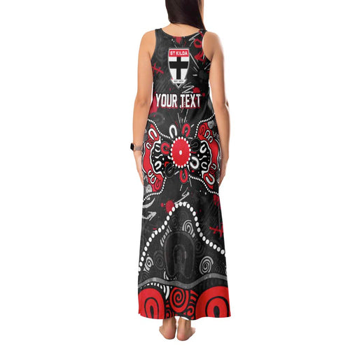 Personalized St Kilda Saints Tank Maxi Dress Aboriginal Dot Painting Graffiti Style