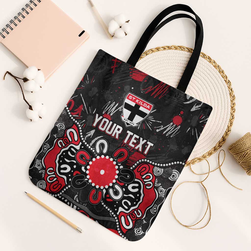 Personalized St Kilda Saints Tote Bag Aboriginal Dot Painting Graffiti Style