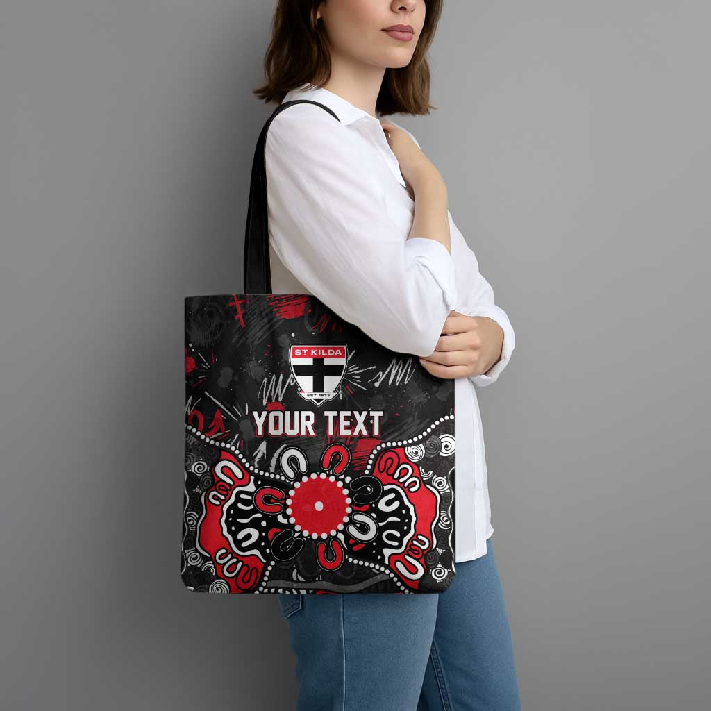 Personalized St Kilda Saints Tote Bag Aboriginal Dot Painting Graffiti Style