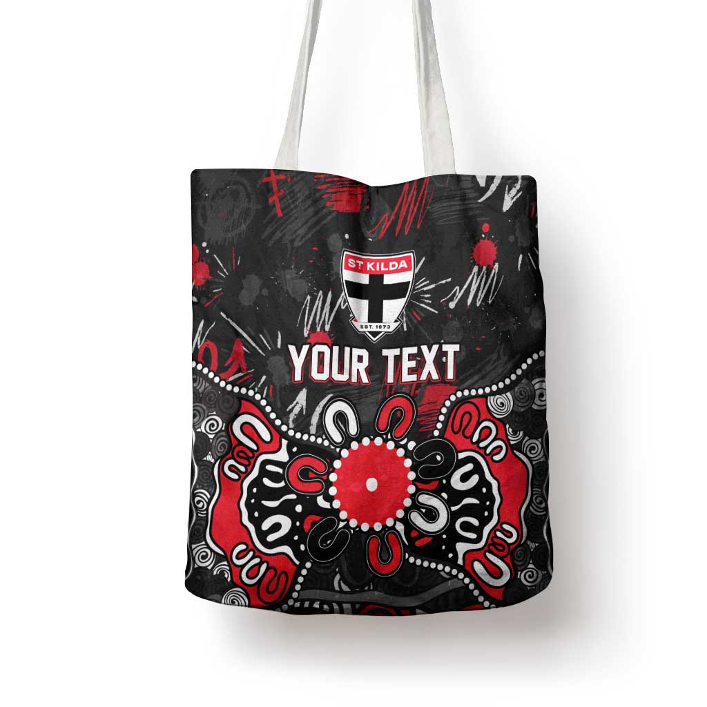 Personalized St Kilda Saints Tote Bag Aboriginal Dot Painting Graffiti Style
