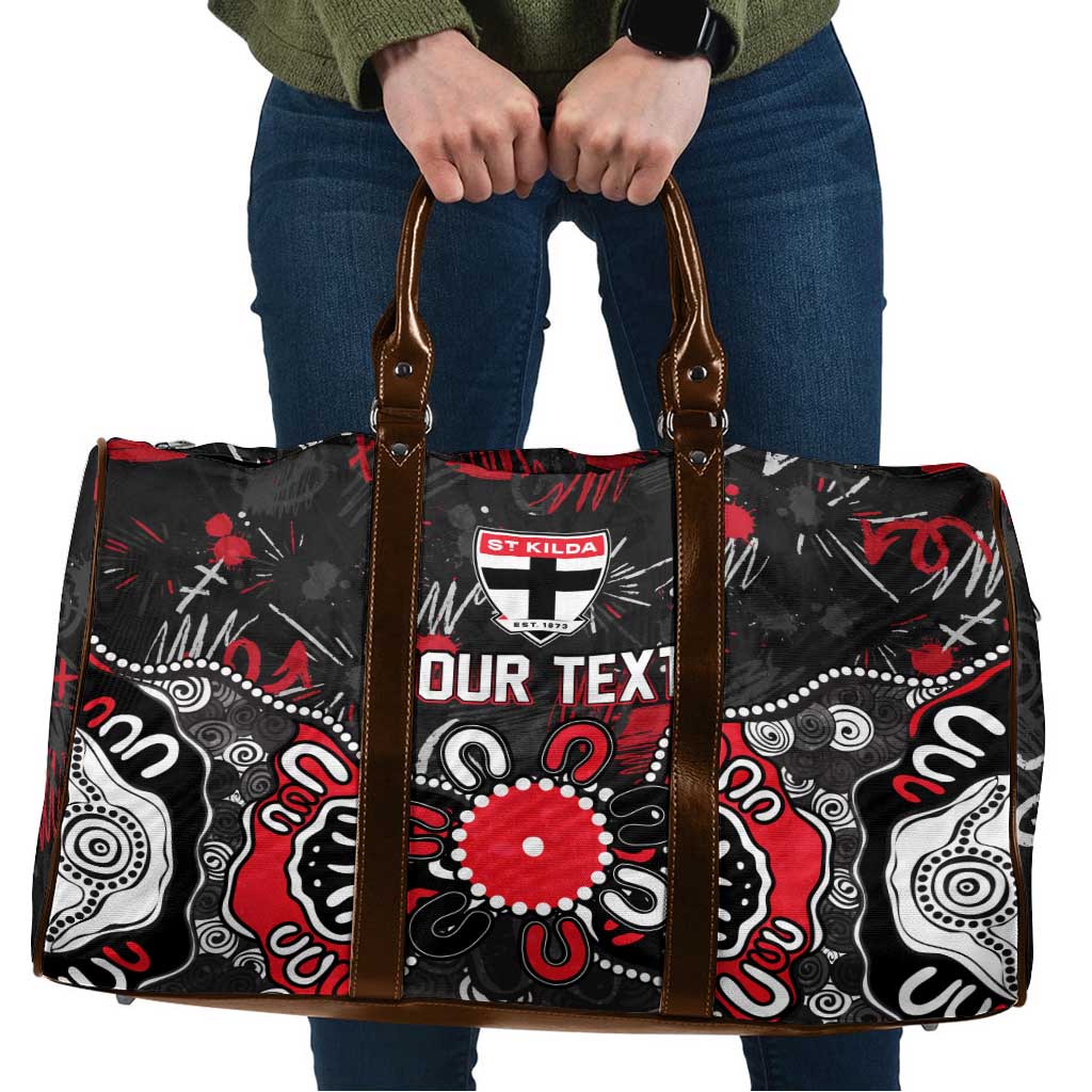 Personalized St Kilda Saints Travel Bag Aboriginal Dot Painting Graffiti Style