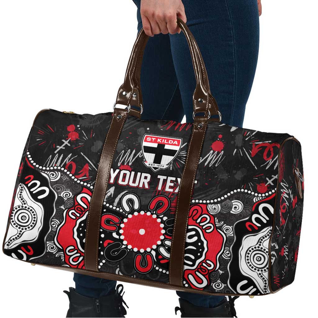 Personalized St Kilda Saints Travel Bag Aboriginal Dot Painting Graffiti Style