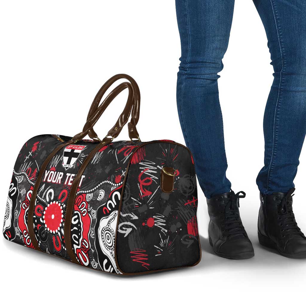 Personalized St Kilda Saints Travel Bag Aboriginal Dot Painting Graffiti Style