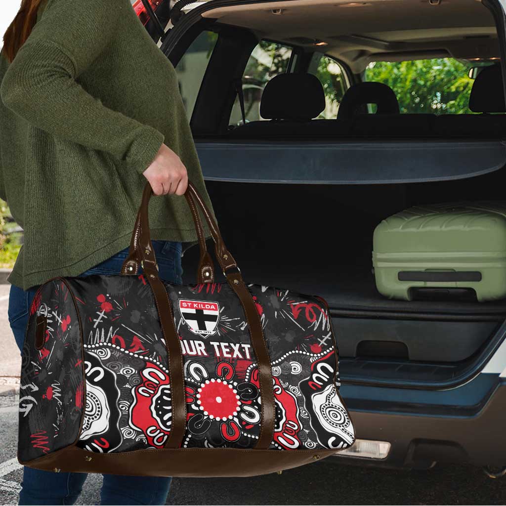 Personalized St Kilda Saints Travel Bag Aboriginal Dot Painting Graffiti Style