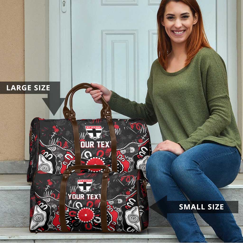 Personalized St Kilda Saints Travel Bag Aboriginal Dot Painting Graffiti Style