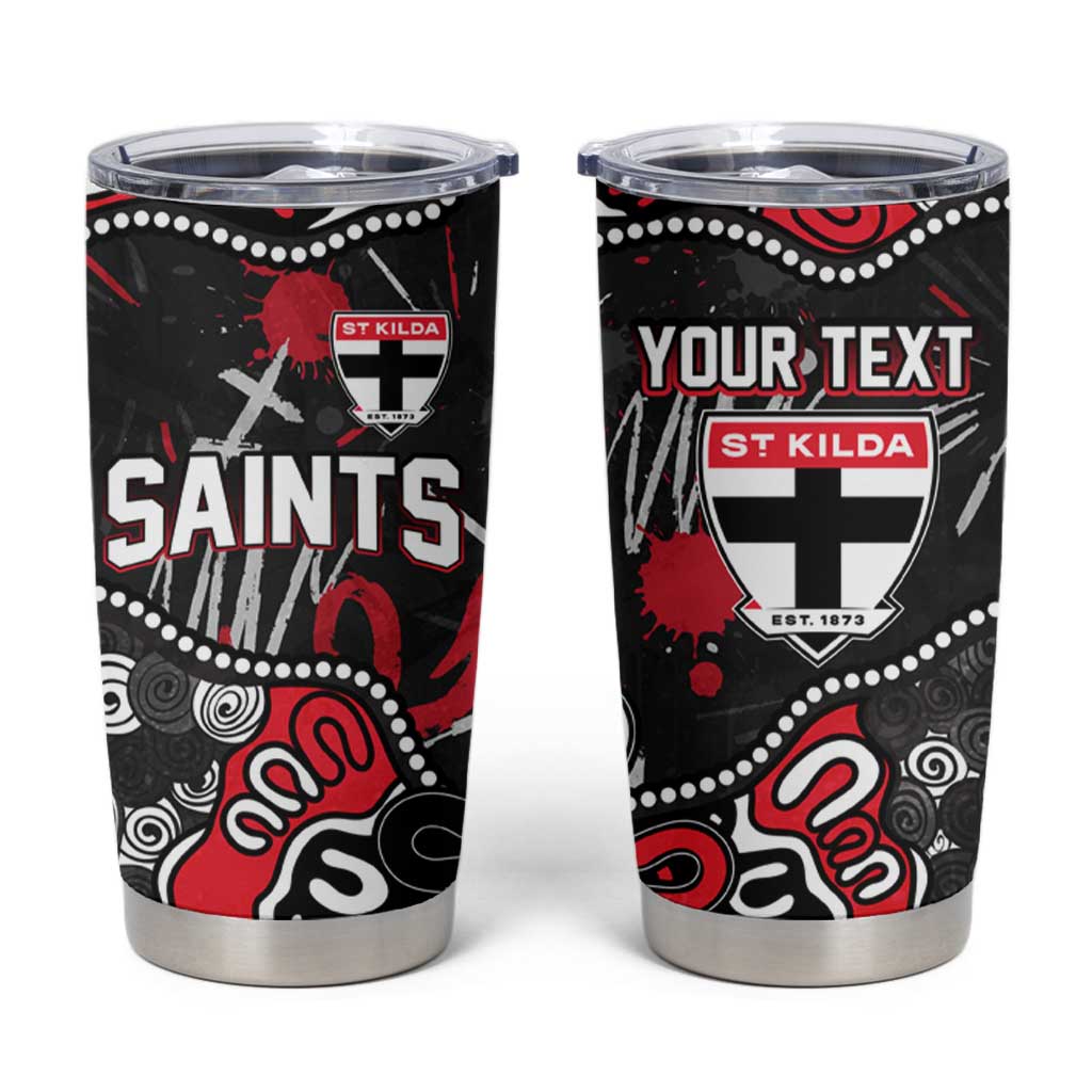 Personalized St Kilda Saints Tumbler Cup Aboriginal Dot Painting Graffiti Style