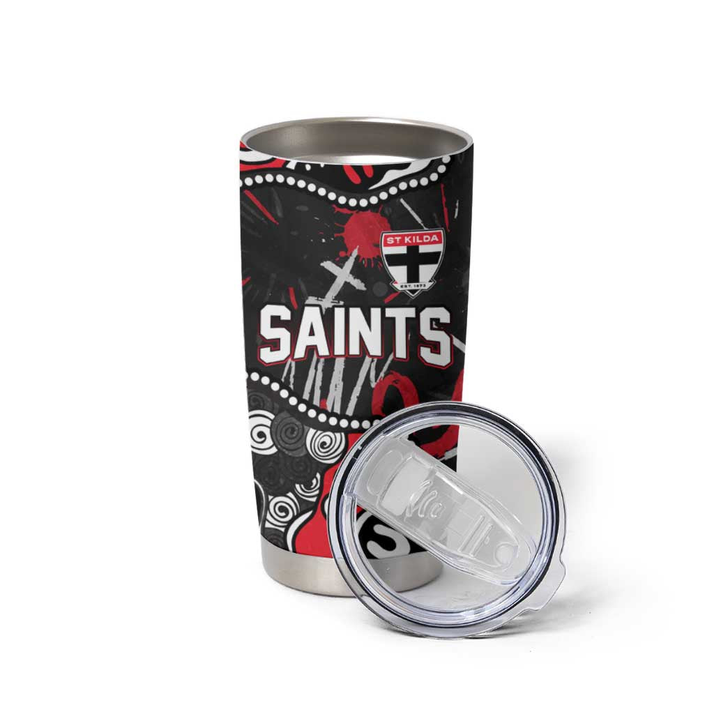 Personalized St Kilda Saints Tumbler Cup Aboriginal Dot Painting Graffiti Style