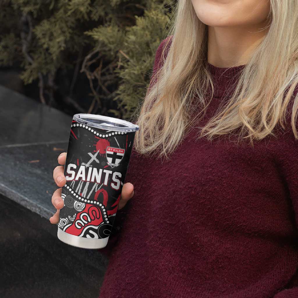 Personalized St Kilda Saints Tumbler Cup Aboriginal Dot Painting Graffiti Style