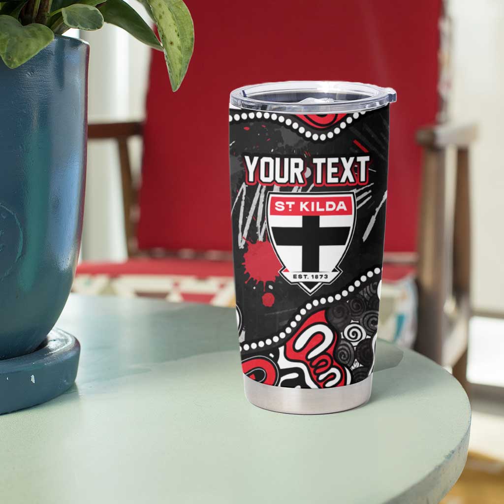 Personalized St Kilda Saints Tumbler Cup Aboriginal Dot Painting Graffiti Style