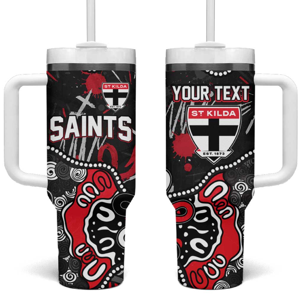 Personalized St Kilda Saints Tumbler With Handle Aboriginal Dot Painting Graffiti Style