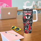 Personalized St Kilda Saints Tumbler With Handle Aboriginal Dot Painting Graffiti Style
